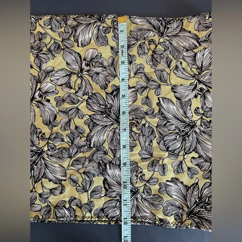 100% Silk J. Jill Infinity Scarf Reversible Olive Green & Black Floral SKU 4